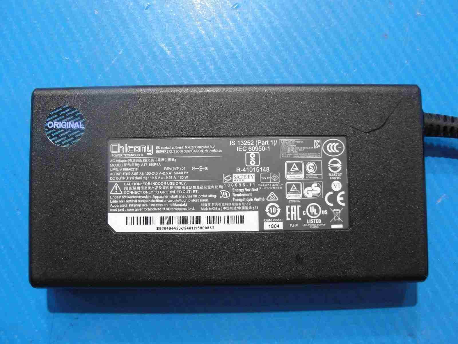 Genuine Chicony 180W AC Adapter Charger 19.5V 9.23A 5.5×2.5mm Black Tip(not pin) - Tested Computer Laptop Parts