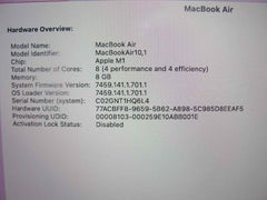 Apple Macbook Air 13” A2337(2020)/MGN63LL/A Apple M1 3.2GHz 8GB 256GB SSD - Tested Computer Laptop Parts