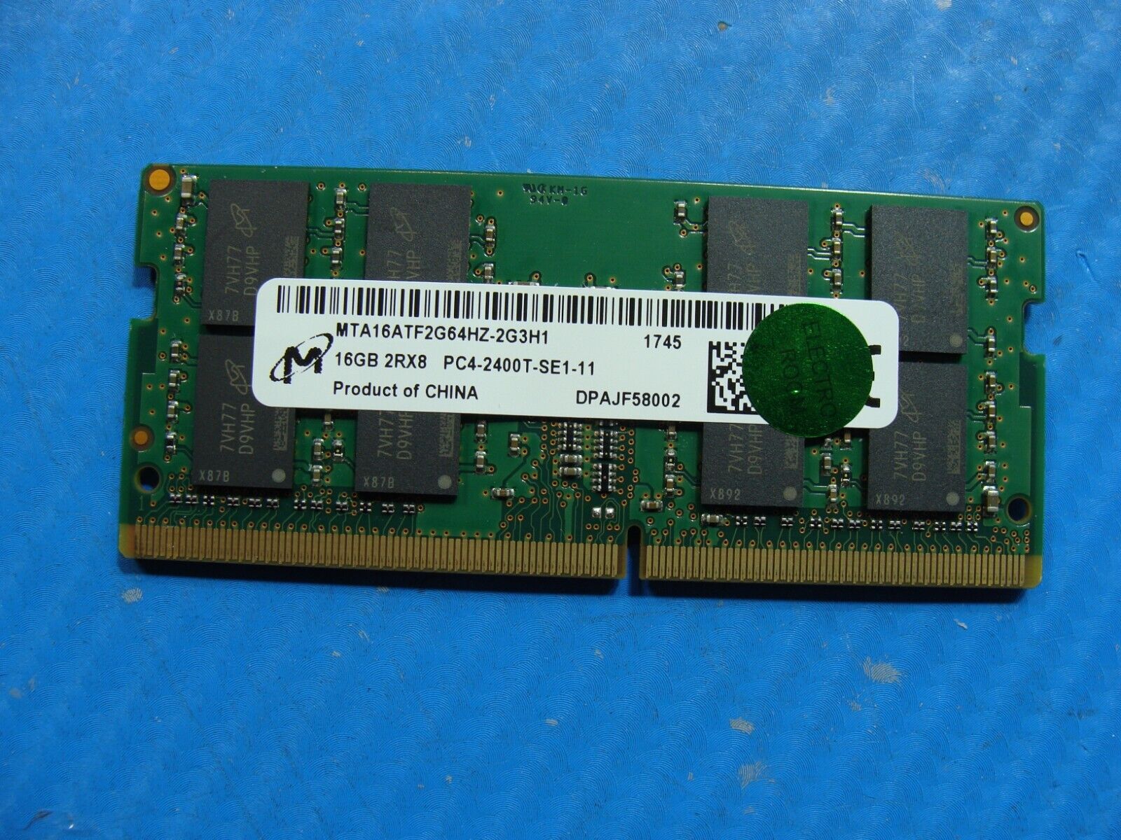 Dell 15 5570 Micron 16GB 2Rx8 PC4-2400T Memory RAM SO-DIMM MTA16ATF2G64HZ-2G3H1