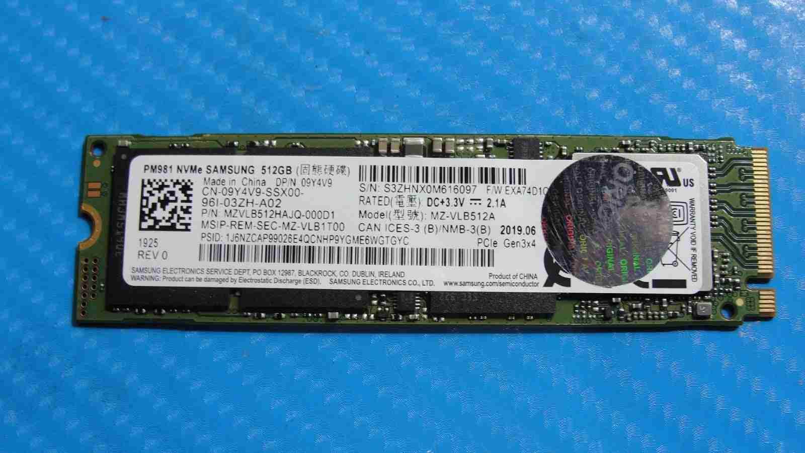 Dell 7390 2in1 Samsung 512GB M.2 NVMe SSD Solid State Drive MZVLB512HAJQ-000D1 - Tested Computer Laptop Parts