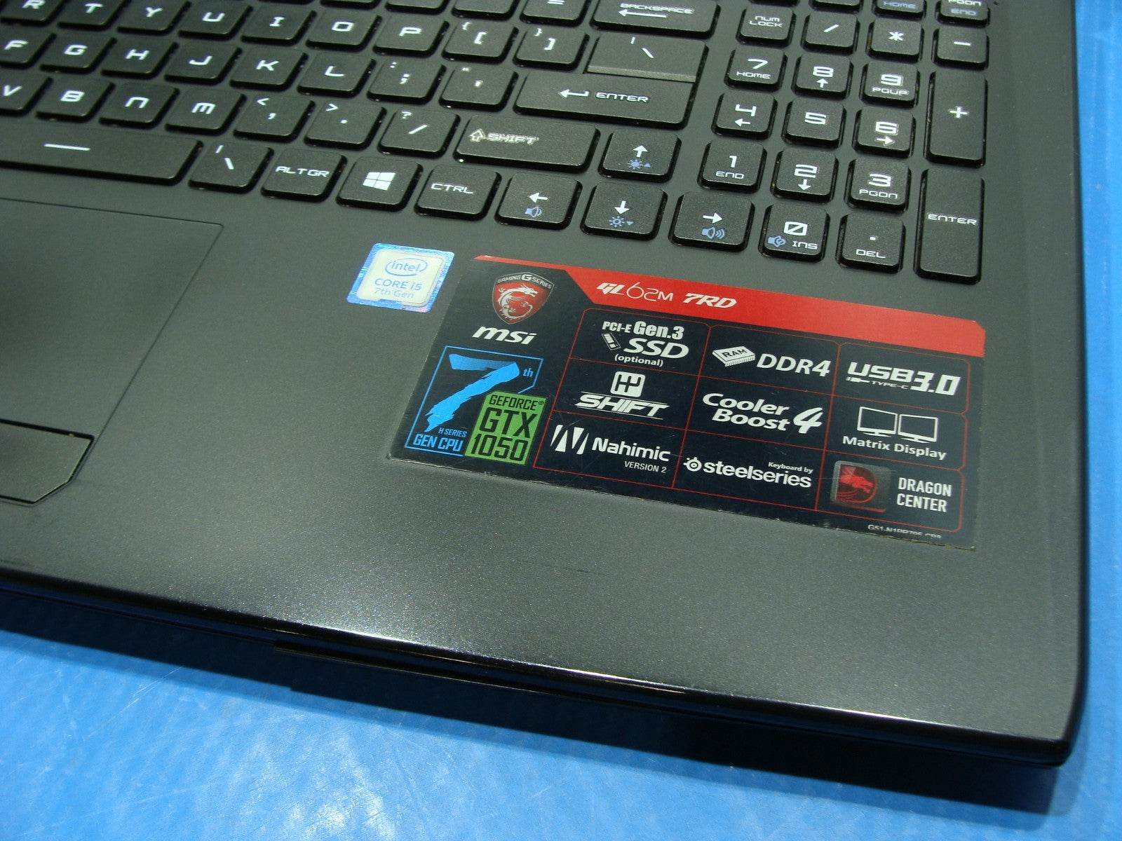 MSI GL62M 7RD 15.6'' FHD core i5-7300HQ 2.5GHz 8GB 256GB GTX 1050 Battery 91% - Tested Computer Laptop Parts