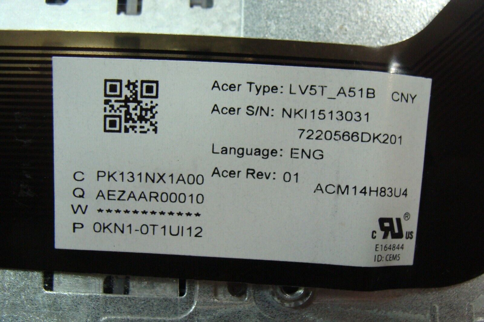 Acer Aspire 5 15.6” A515-51-3509 OEM Palmrest w/TouchPad Keyboard AM20X000100