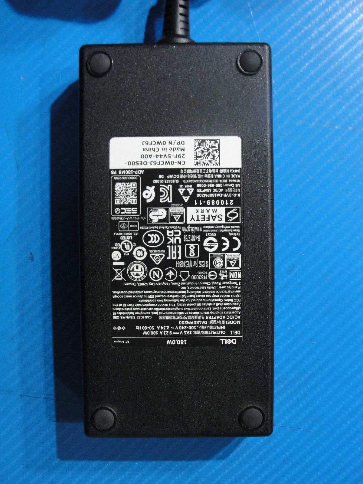 Genuine Dell 180W AC Adapter Charger (19.5V 9.23A) – 7.4mm × 5.0mm Center Pin - Tested Computer Laptop Parts