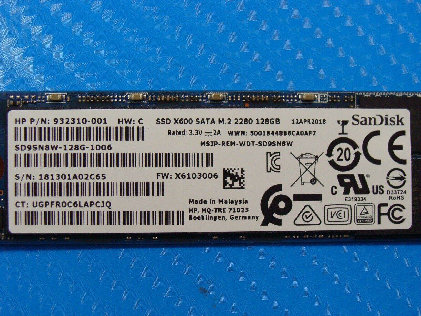 HP 14m-cd0003dx SanDisk SATA M.2 128GB SSD Solid State Drive SD9SN8W-128G-1006 - Tested Computer Laptop Parts