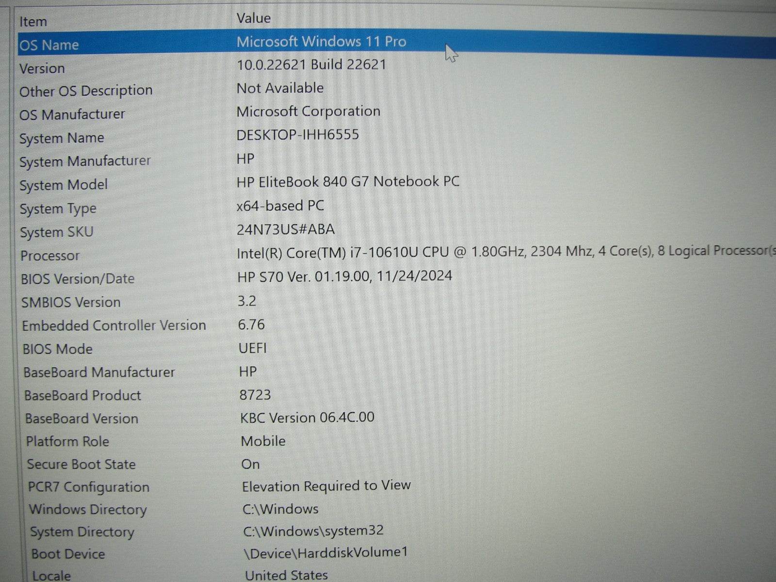HP EliteBook 840 G7 14”FHD Intel Core i7-10610U 1.8GHz 8GB SSD Reset 256GB - Tested Computer Laptop Parts