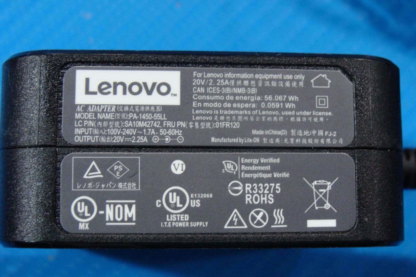 Original Lenovo 45W AC Adapter 20V 2.25A –Black Tip 4.0×1.7mm No Center Pin - Tested Computer Laptop Parts