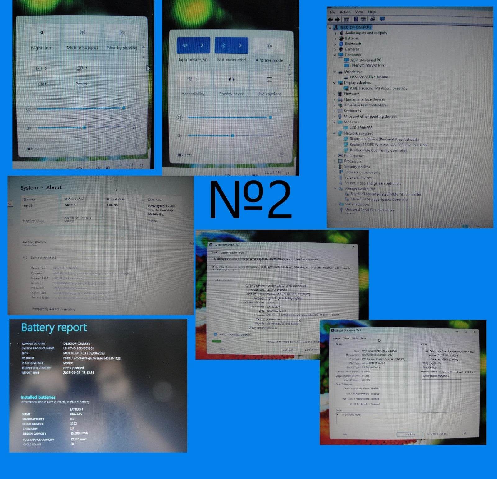 Lenovo ThinkPad E585 15.6” HD AMD Ryzen 3 2200U 2.5GHz 4GB SSD Reset 128GB - Tested Computer Laptop Parts