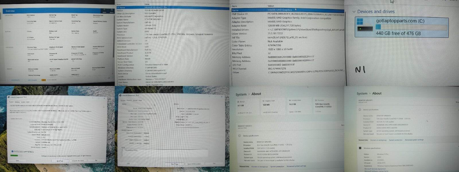 Dell Latitude 5530 15.6”FHD Intel Core i7-1255U 1.7GHz 16GB 512GB SSD - Tested Computer Laptop Parts