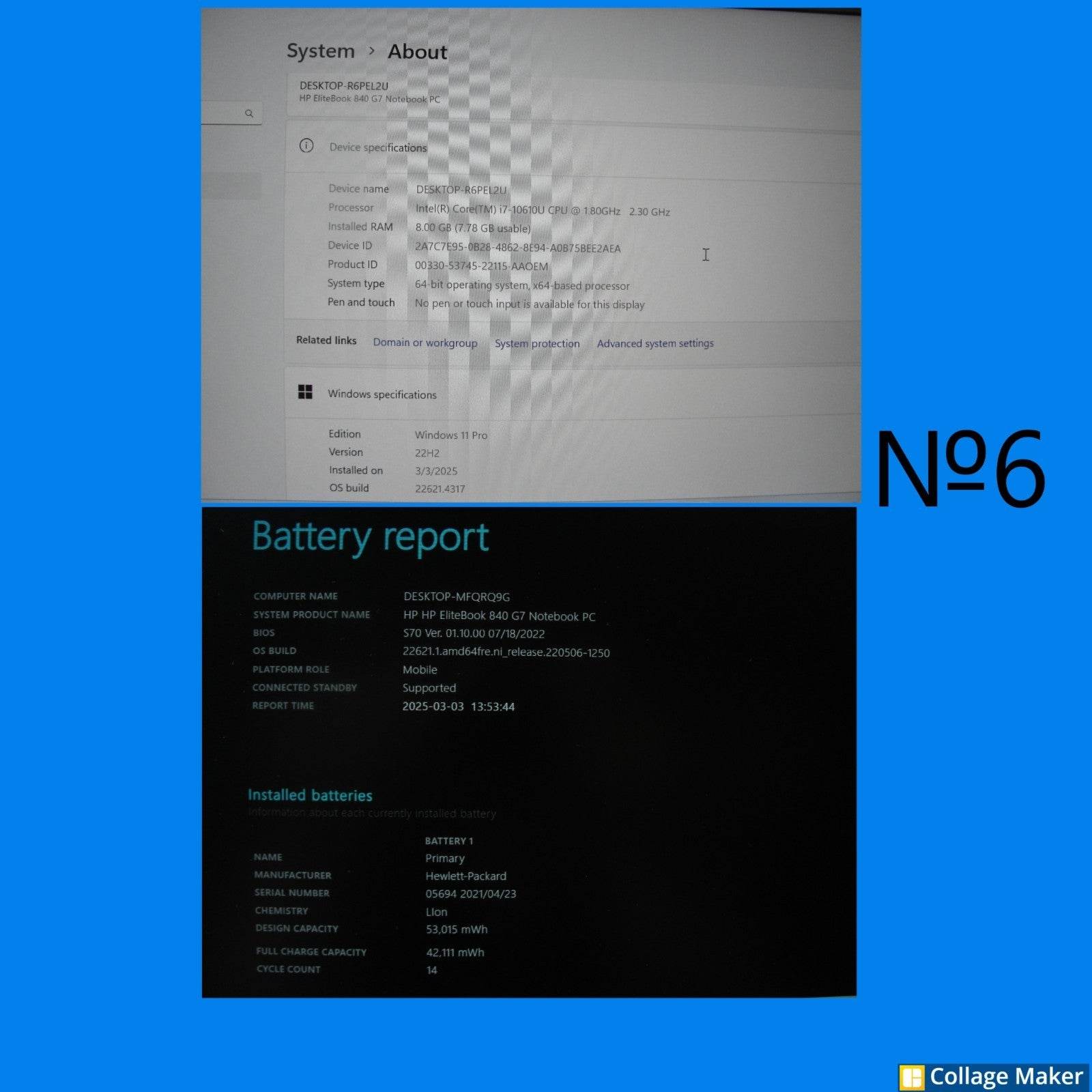HP EliteBook 840 G7 14”FHD Intel Core i7-10610U 1.8GHz 8GB SSD Reset 256GB - Tested Computer Laptop Parts