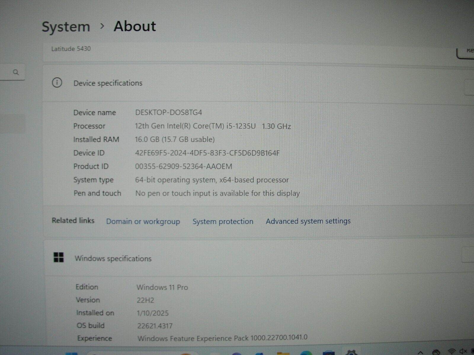 Dell Latitude 5430 14” FHD Intel Core i5-1235U 1.3GHz 16GB 256GB SSD +Charger - Tested Computer Laptop Parts