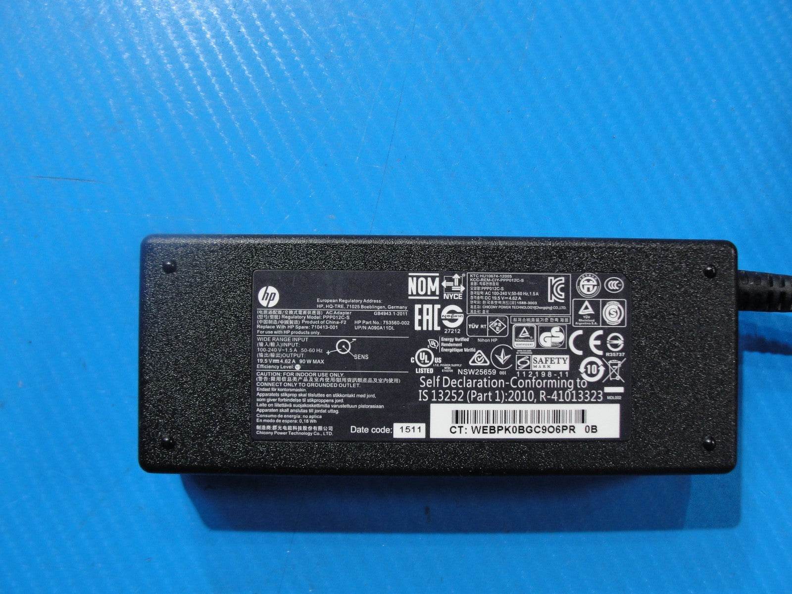 Genuine HP 90W AC Adapter – 19.5V 4.62A – 4.5×3.0mm Blue Tip (Center Pin) - Tested Computer Laptop Parts
