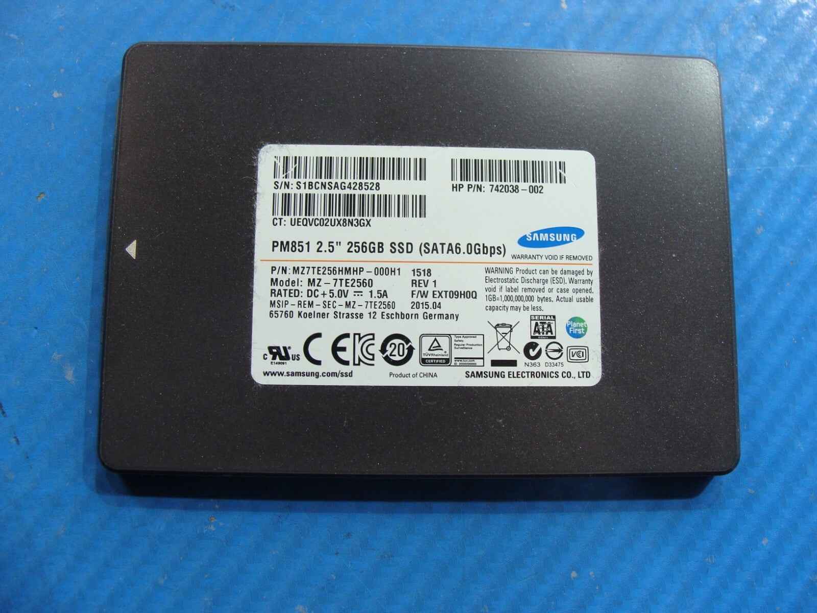HP 9480m Samsung 256GB SATA 2.5
