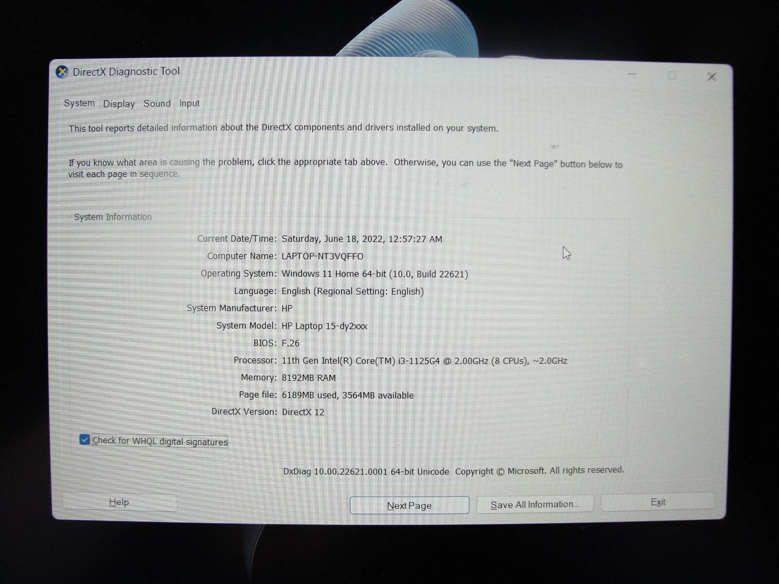 HP 15-DY2035TG 15.6”FHD Intel Core i3-1125G4 2GHz 8GB 256GB SSD + Charger - Tested Computer Laptop Parts