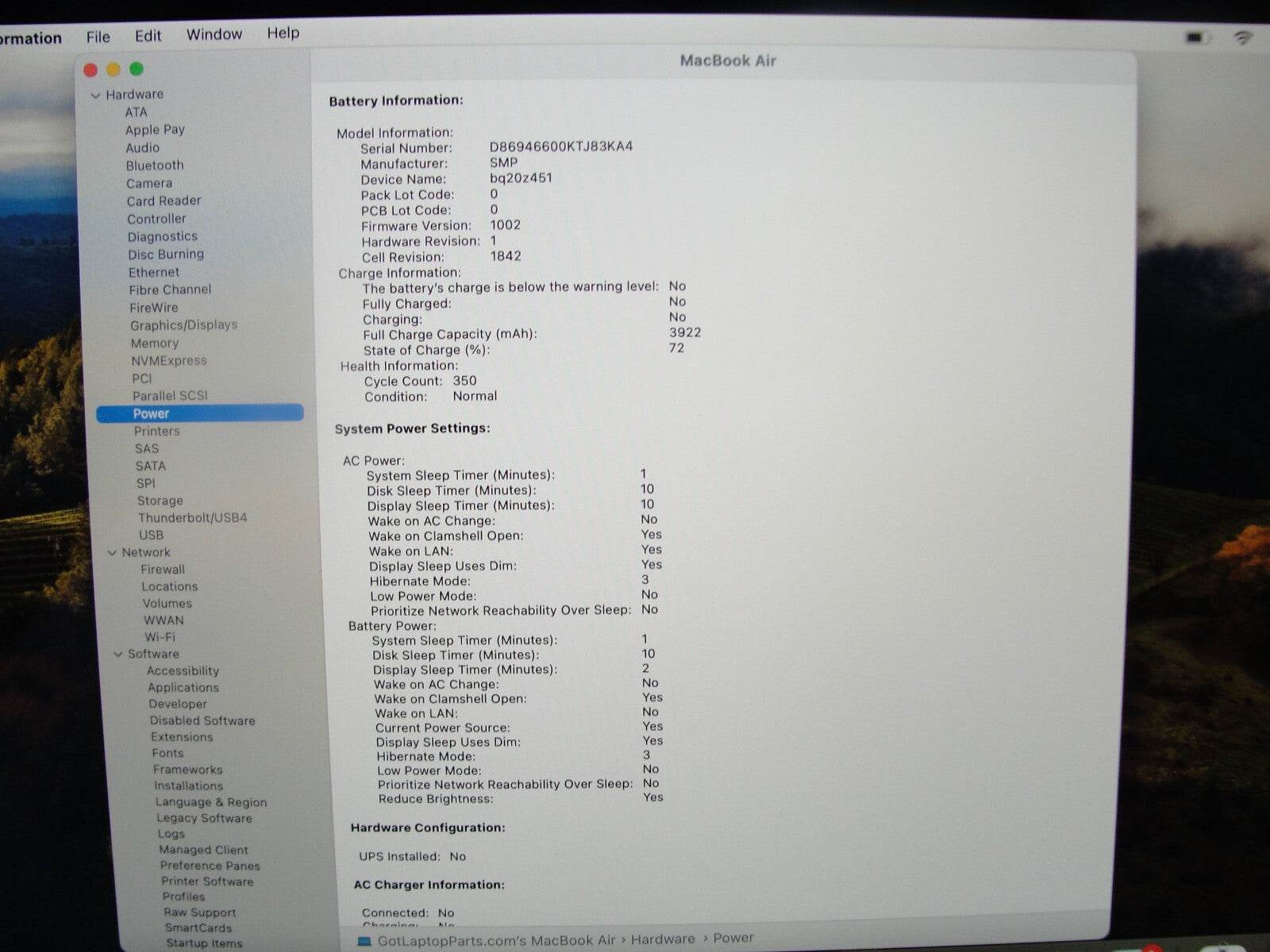 Apple MacBook Air A1932 (2019) 13.3” i5-8210Y 1.6GHz 8GB 256GB SSD / Sonoma/ - Tested Computer Laptop Parts