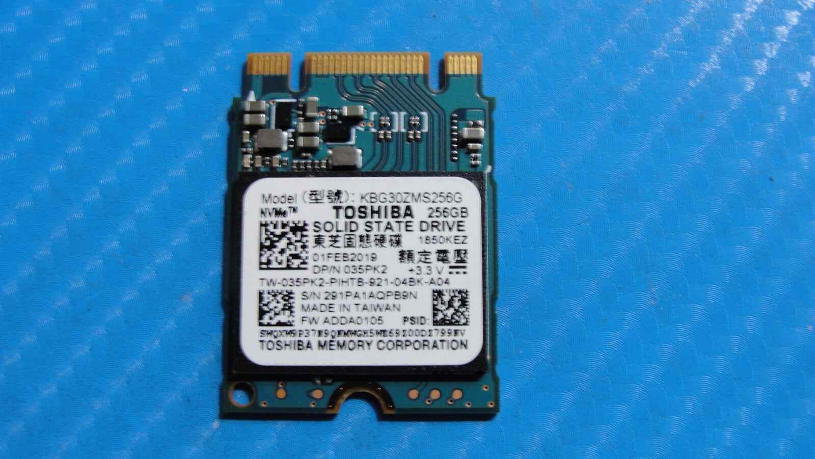Dell 14 5481 Toshiba 256GB M.2 NVME SSD Solid State Drive KBG30ZMS256G 35PK2 - Tested Computer Laptop Parts