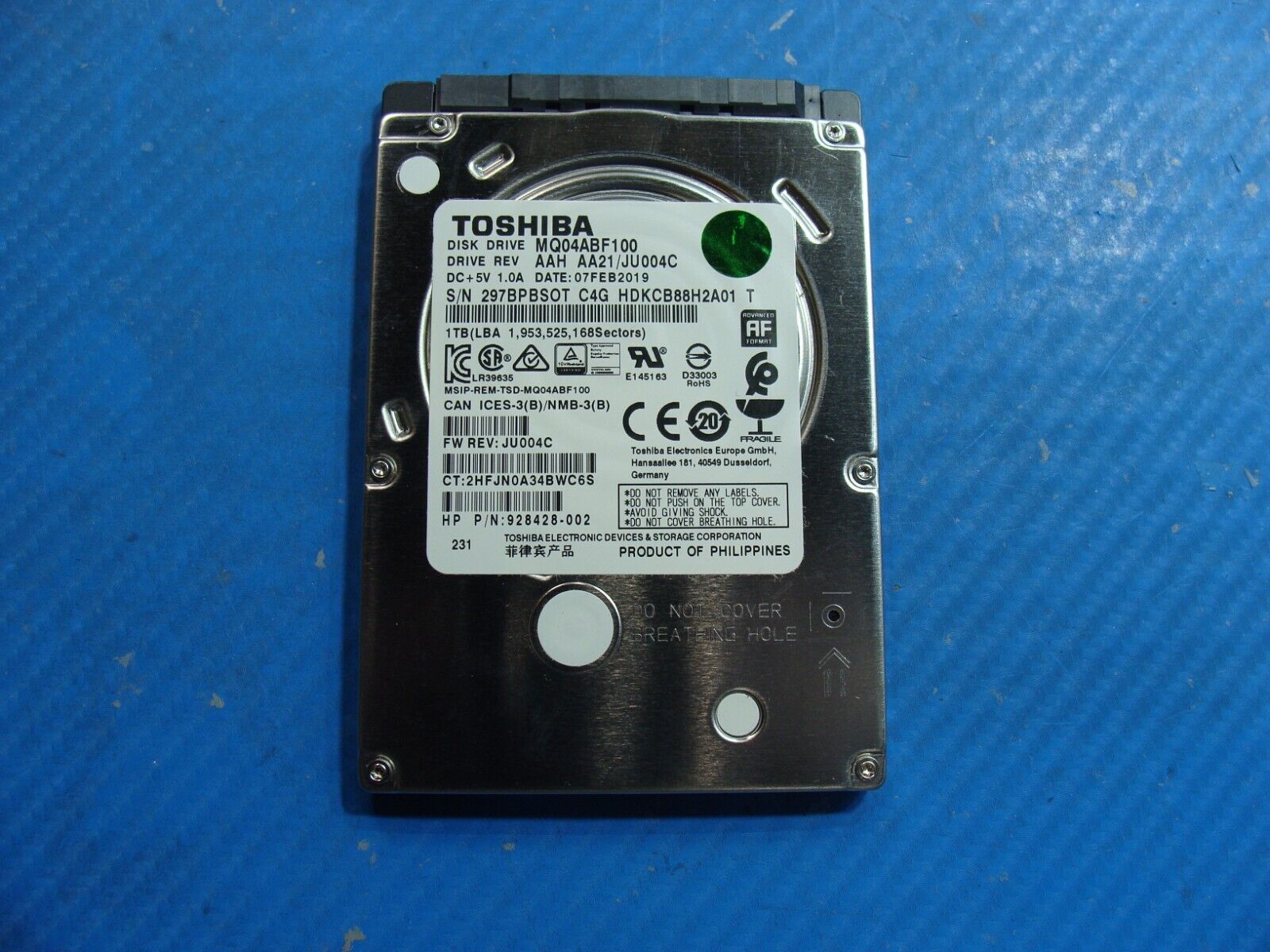 HP 15-dw0077nr Toshiba 1TB 2.5