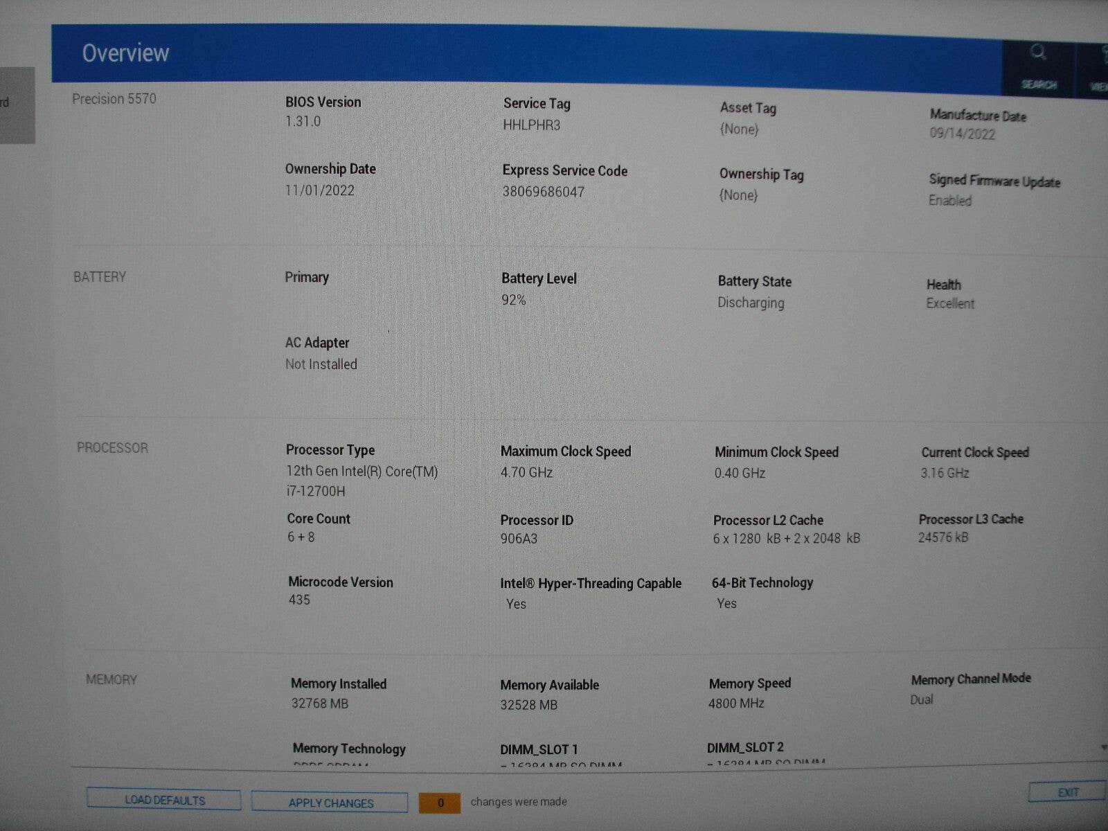 Dell Precision 5570 15.6” WUXGA i7-12700H 2.3GHz 32GB 512GB SSD NV RTX A2000 8GB - Tested Computer Laptop Parts