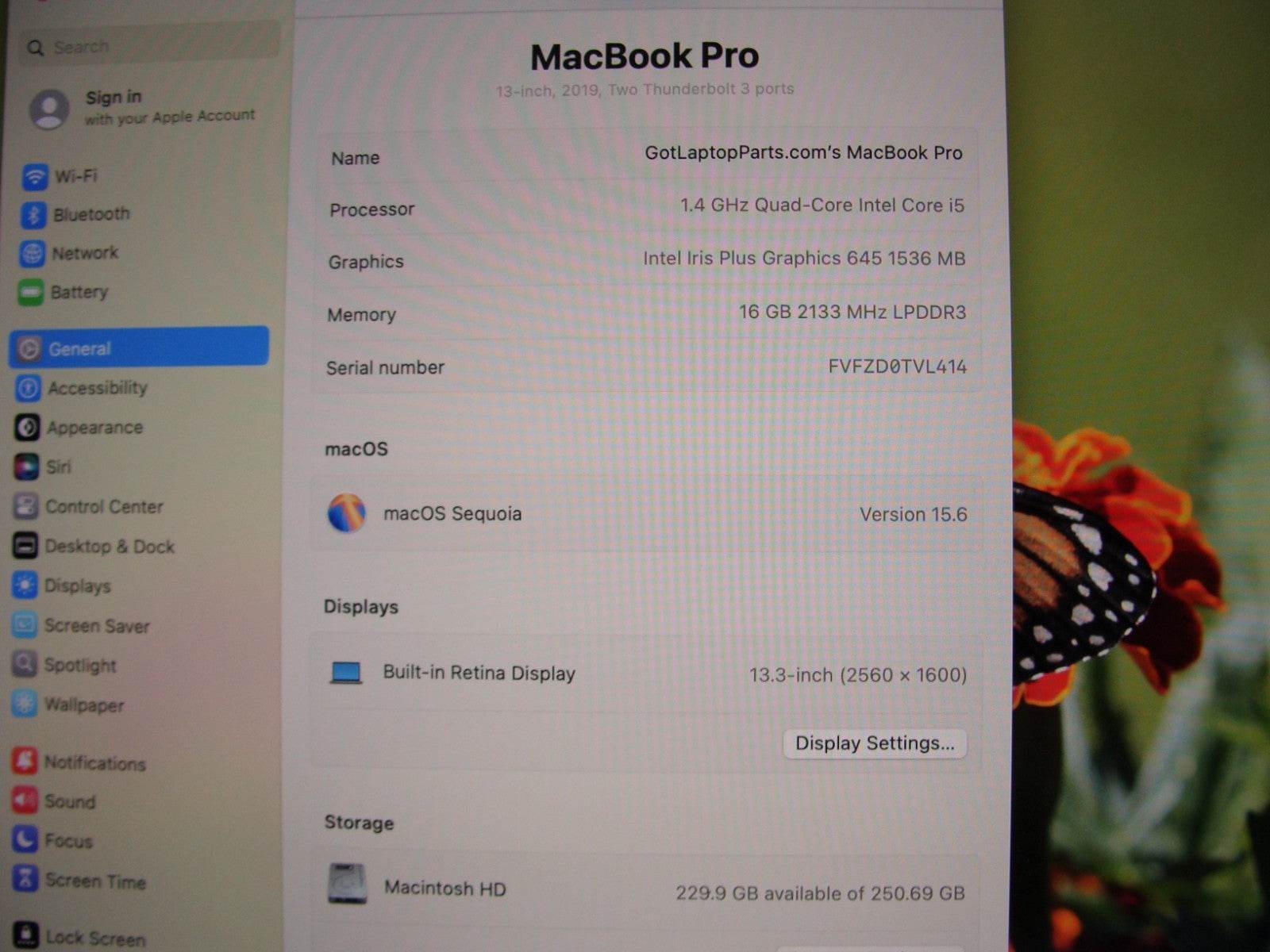 Apple MacBook Pro 13”(2019) A2159 i5-8257U 1.4GHz 16GB 256GB MUHN2LL/A 283cycles - Tested Computer Laptop Parts