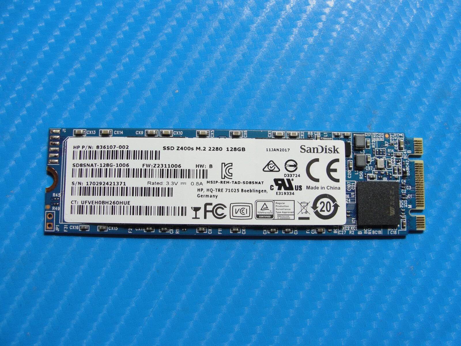 HP m3-u103dx SanDisk 128GB SATA M.2 SSD Solid State Drive SD8SNAT-128G-1006 - Tested Computer Laptop Parts