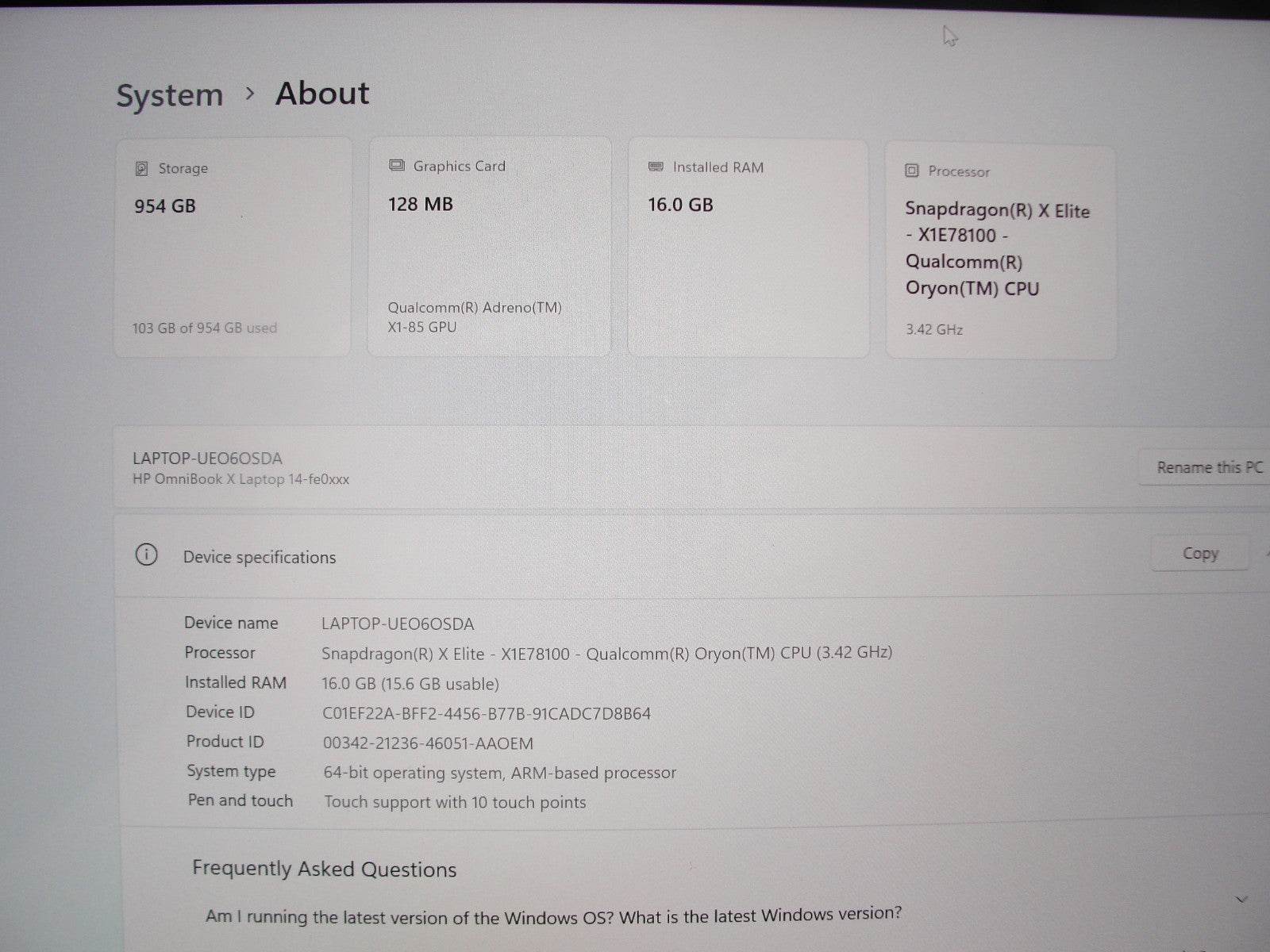 HP OmniBook X Ai 14-FE0013DX 14”WQXGA SD X Elite X1E78100 3.4GHz 16GB SSD 1TB - Tested Computer Laptop Parts