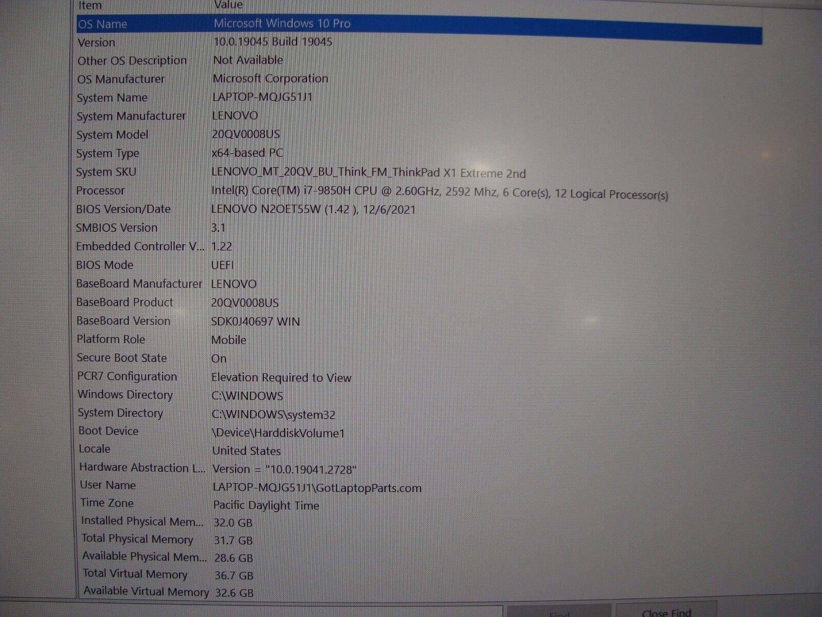 Lenovo ThinkPad X1 Extreme Gen2 15.6
