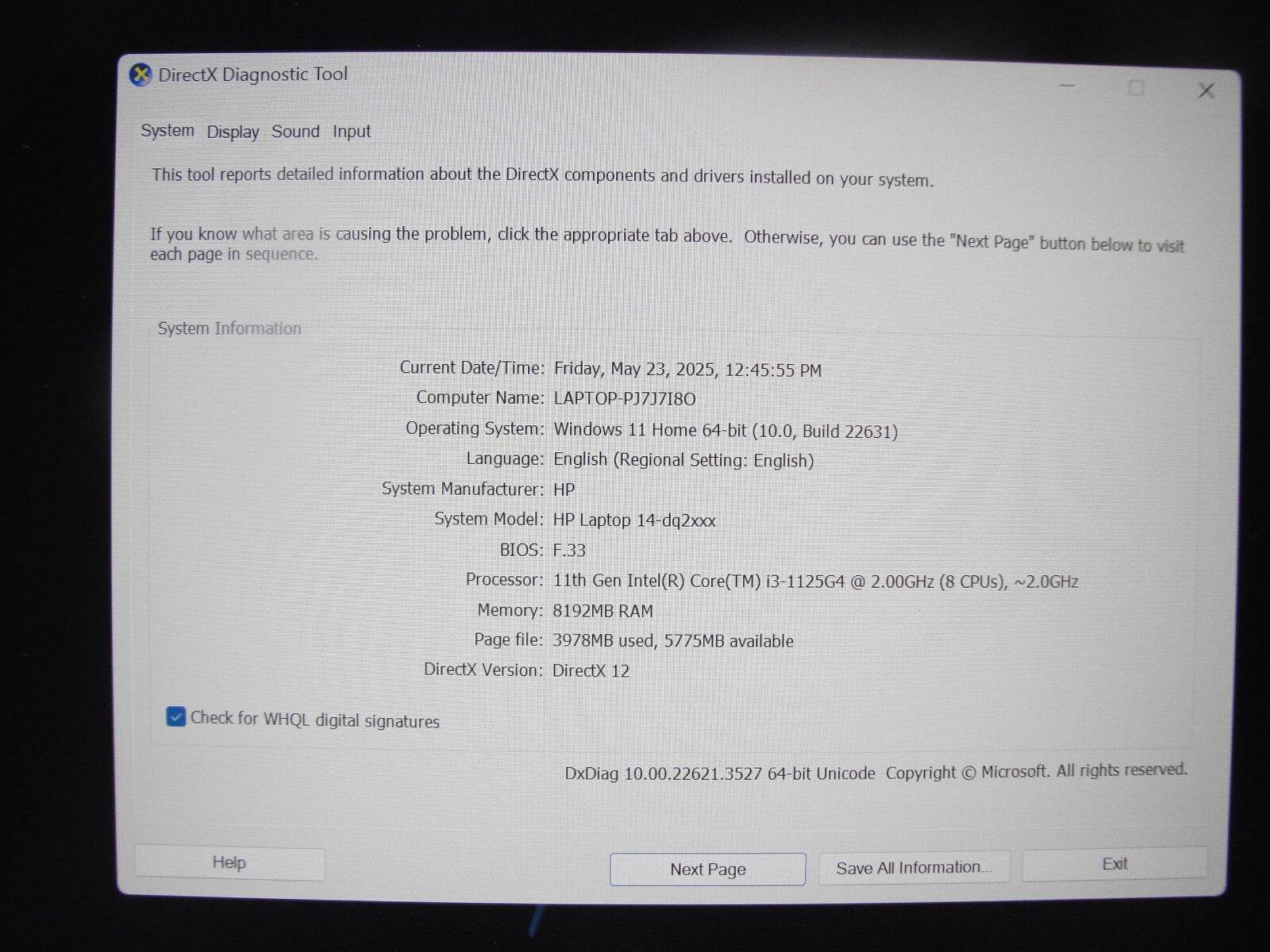 HP 14-dq2053cl 14” FHD Intel Core i3-1125G4 2.6GHz 8GB 256GB SSD+Charger - Tested Computer Laptop Parts