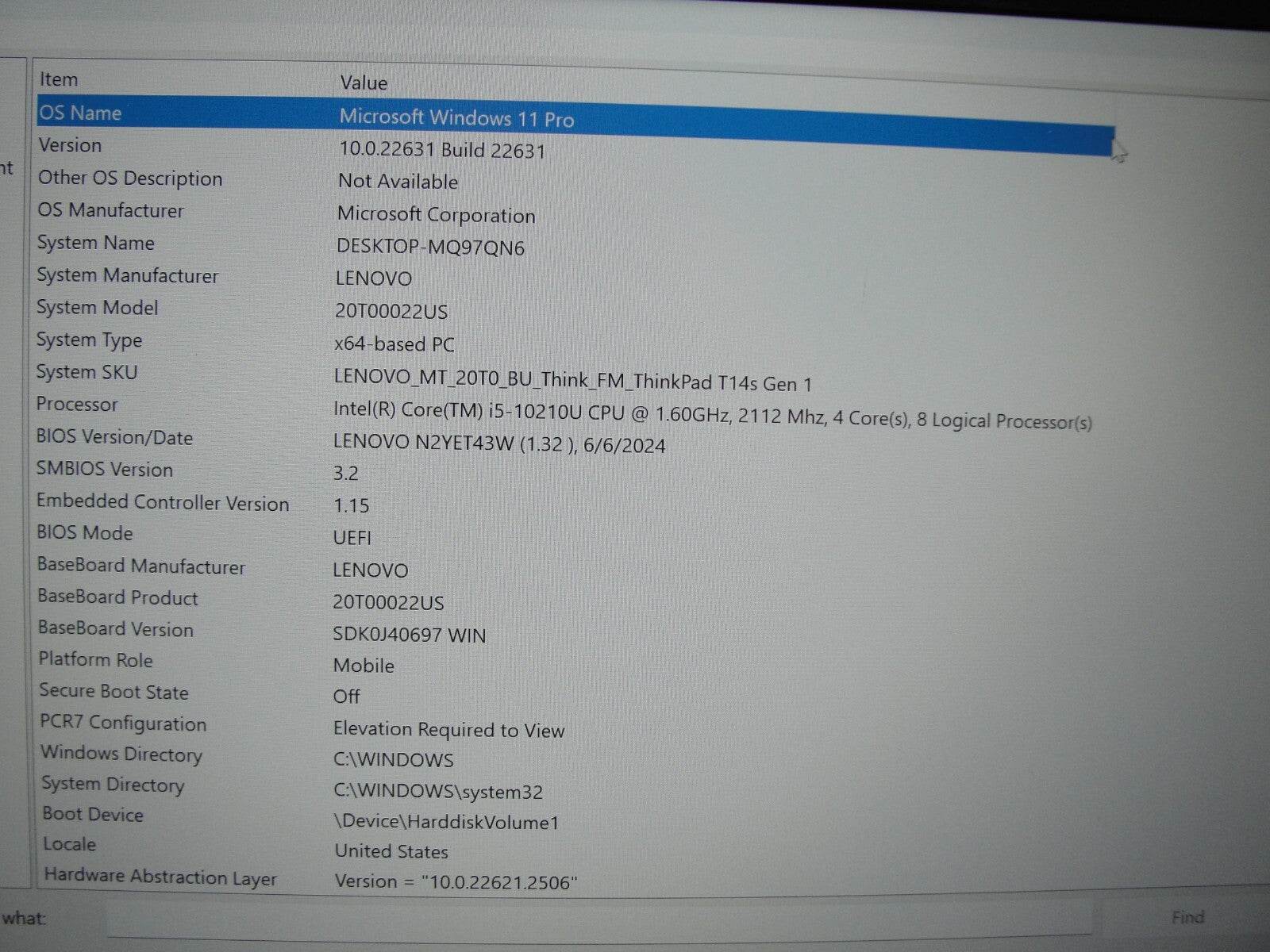 Great Lenovo ThinkPad T14s Gen 1 Intel Core i5-10210U 1.6GHz RAM 8GB SSD 512GB - Tested Computer Laptop Parts