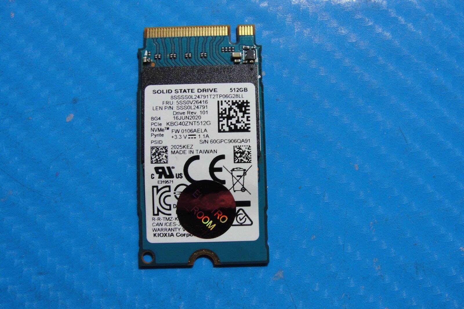 Lenovo E14 Kioxia 512GB NVMe M.2 SSD Solid State Drive KBG40ZNT512G 5SS0V26416 - Tested Computer Laptop Parts