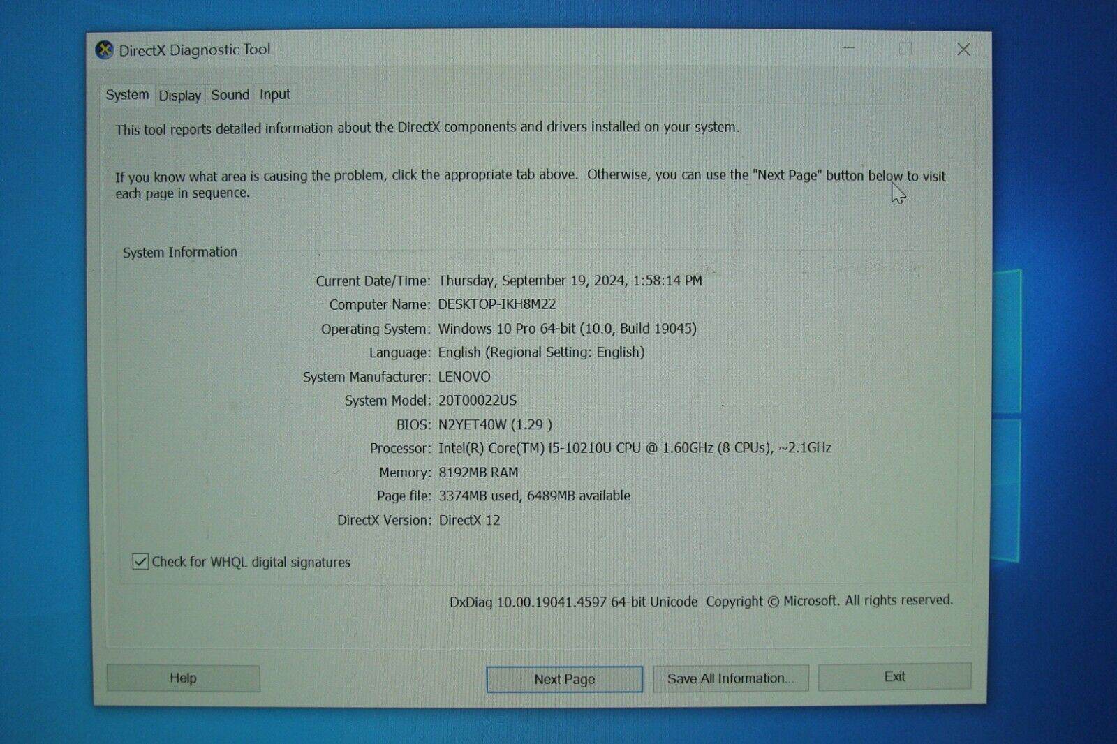 Lenovo ThinkPad T14s Gen1 Core i5-10210U 1.6GHz 8GB SSD 512GB+Original Charger - Tested Computer Laptop Parts