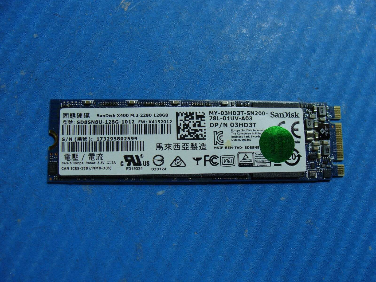 Dell 13 9360 SanDisk 128GB M.2 SATA SSD SD8SN8U-128G-1012 3HD3T - Tested Computer Laptop Parts