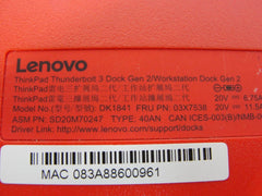 Lenovo ThinkPad Thunderbolt 3 Workstation Dock Gen 2 40AN w/ AC Adapter - Tested Computer Laptop Parts