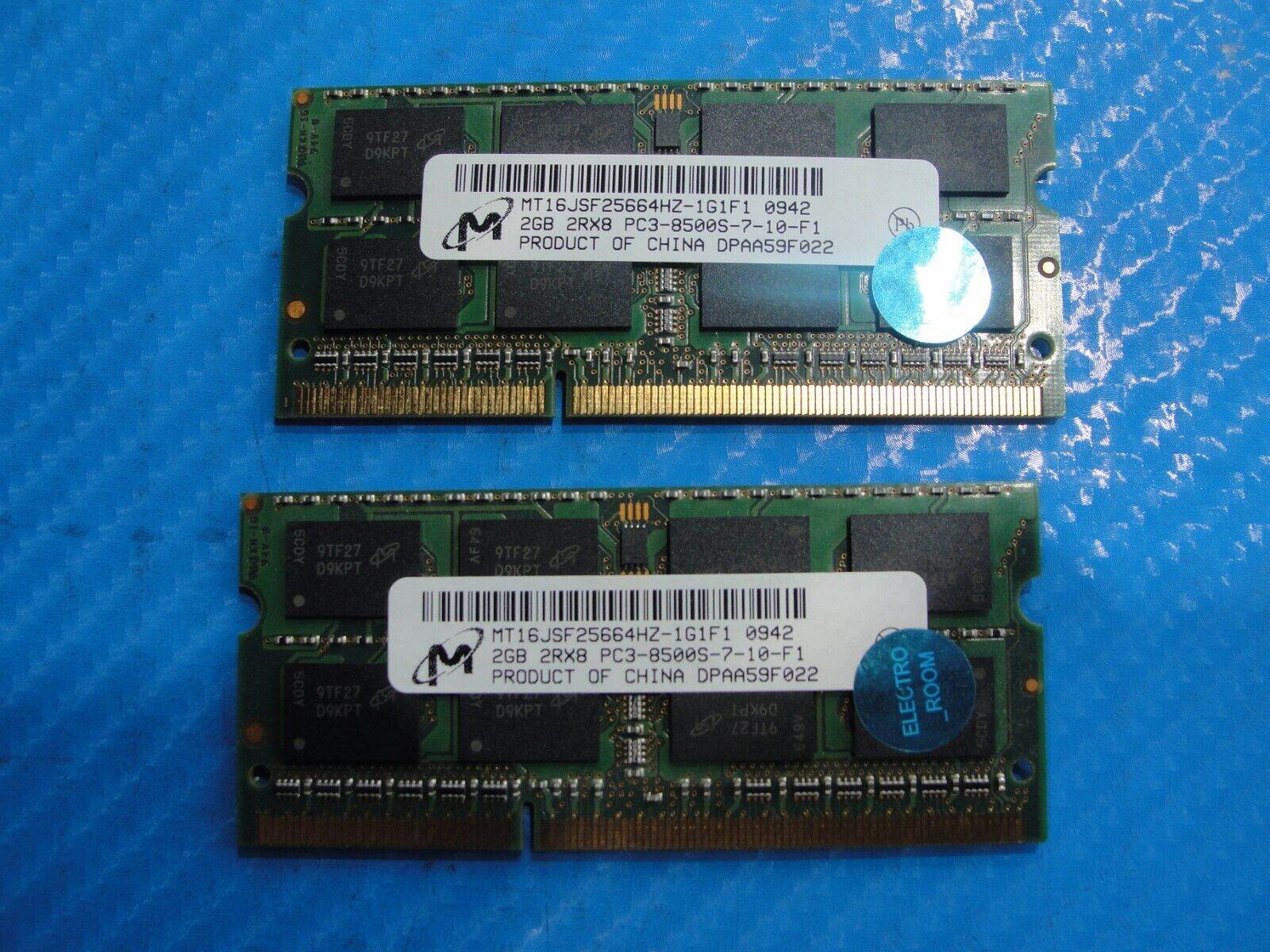 Apple A1278 So-Dimm Micron 4GB 2x2GB Memory RAM PC3-8500S MT16JSF25664HZ-1G1F1 - Tested Computer Laptop Parts