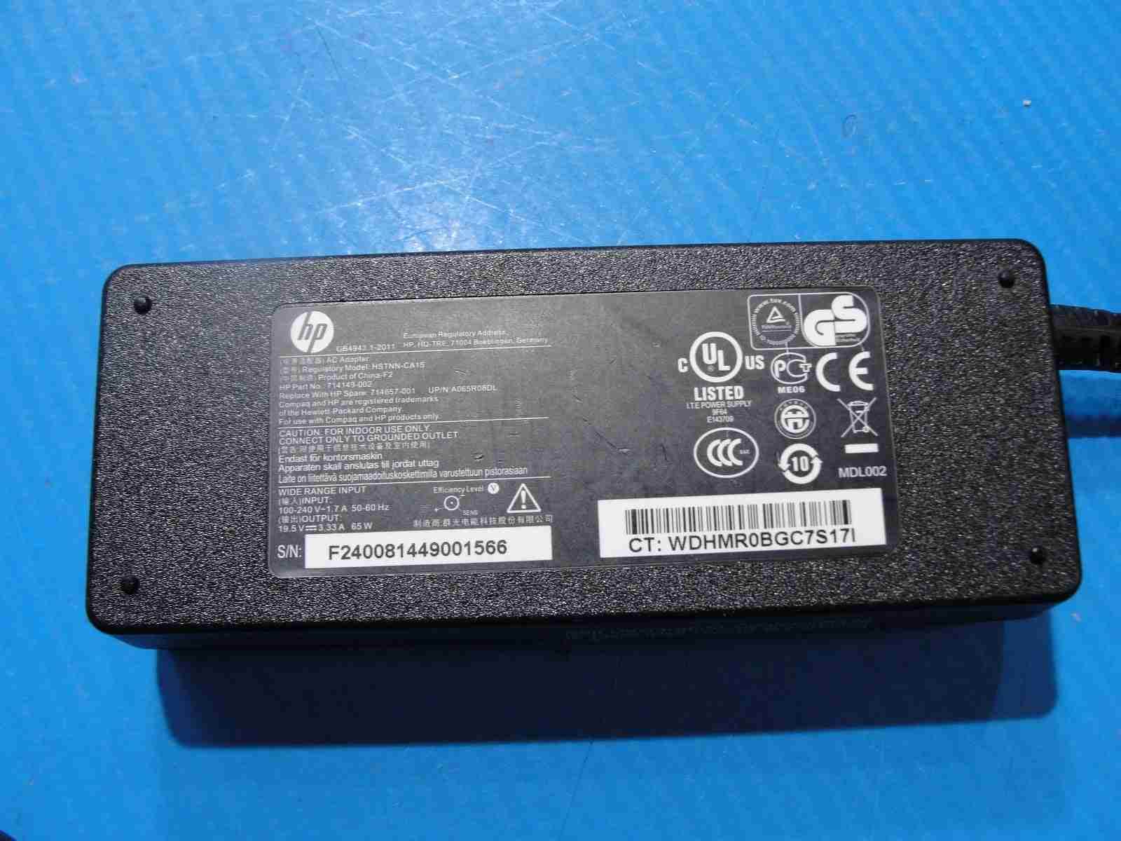Original HP 65W AC Adapter Charger – 19.5V ⎓ 3.33A 4.5×3.0mm Blue Tip Center Pin - Tested Computer Laptop Parts