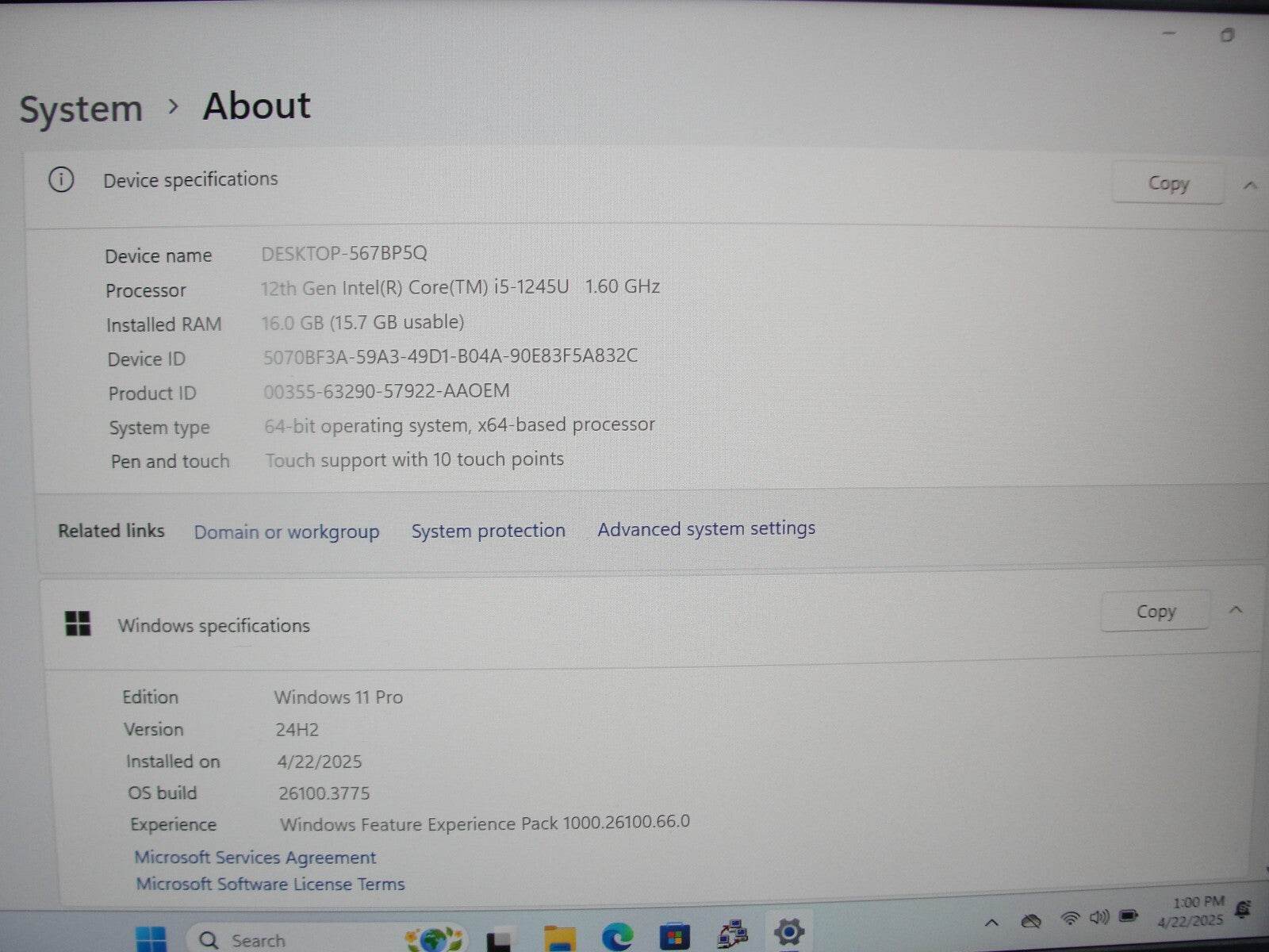WARRANTY Dell Latitude 5430 14”FHD i5-1245U 1.6GHz 16GB 256GB SSD + Charger - Tested Computer Laptop Parts