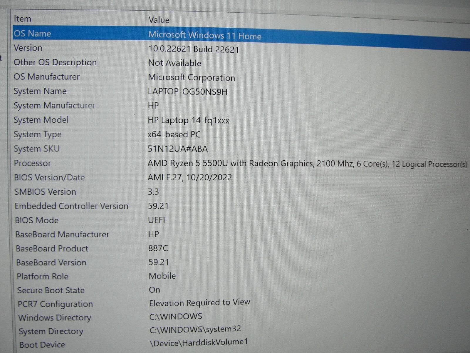 HP 14-FQ1025NR 14”FHD AMD Ryzen 5-5500U 2.1GHz 8GB 256GB SSD + Charger - Tested Computer Laptop Parts