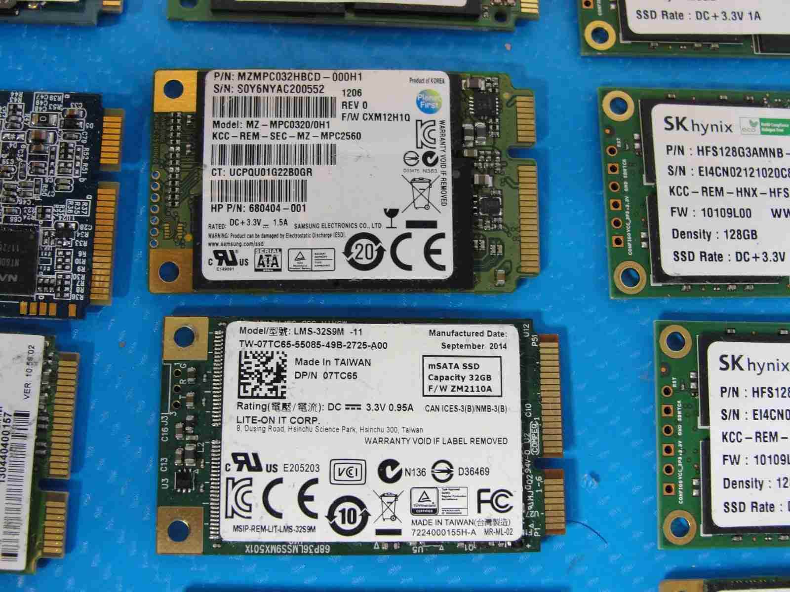 LOT of 38x mSATA Laptop SSD Drive 128/256/512 GB Mix Capacity /Mix Brand - Tested Computer Laptop Parts