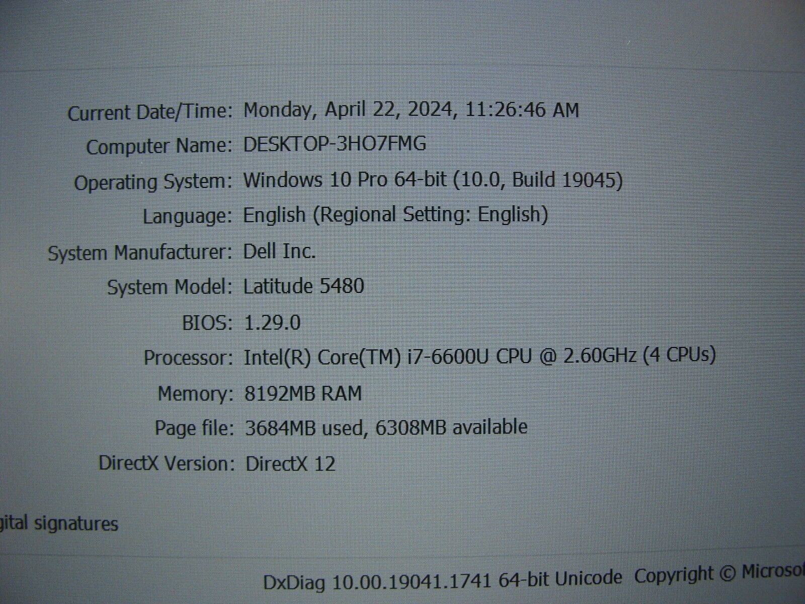 Dell Latitude 5480 vPRO i7-6600U 2.6GHz 8GB 256GB SSD GeForce 930MX 2GB +Charger