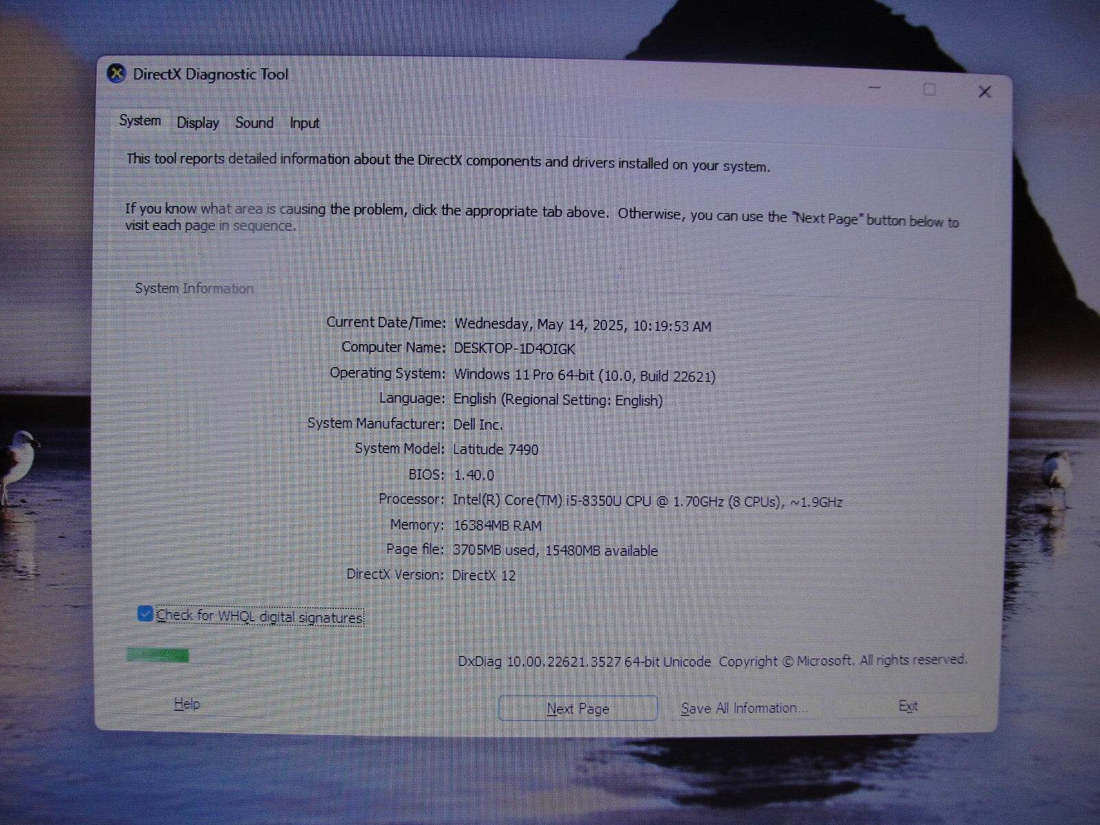 Dell Latitude 7490 14” HD Intel Core i5-8350U 1.7GHz 16GB 256GB SSD - Tested Computer Laptop Parts