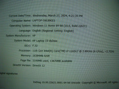 HP Laptop 15-dy2073dx Intel i7-1165G7 2.8GHz 16GB 512GB 100% Battery +Charger - Tested Computer Laptop Parts