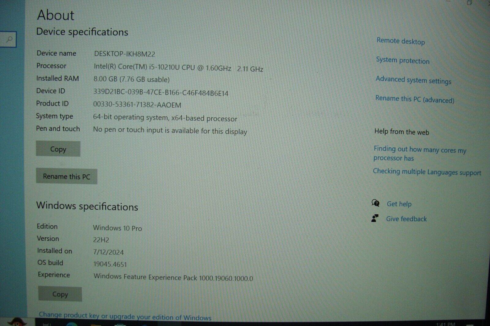 Lenovo ThinkPad T14s Gen1 Core i5-10210U 1.6GHz 8GB SSD 512GB+Original Charger - Tested Computer Laptop Parts