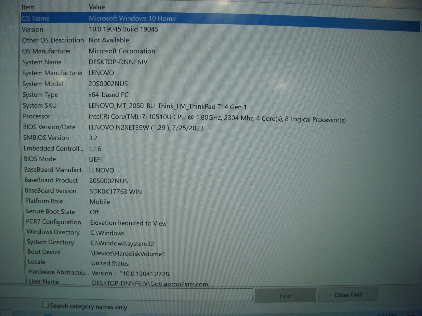 100% Battery Lenovo ThinkPad T14 Gen 1 i7-10510U 1.80GHZ 8GB 256GB SSD 14