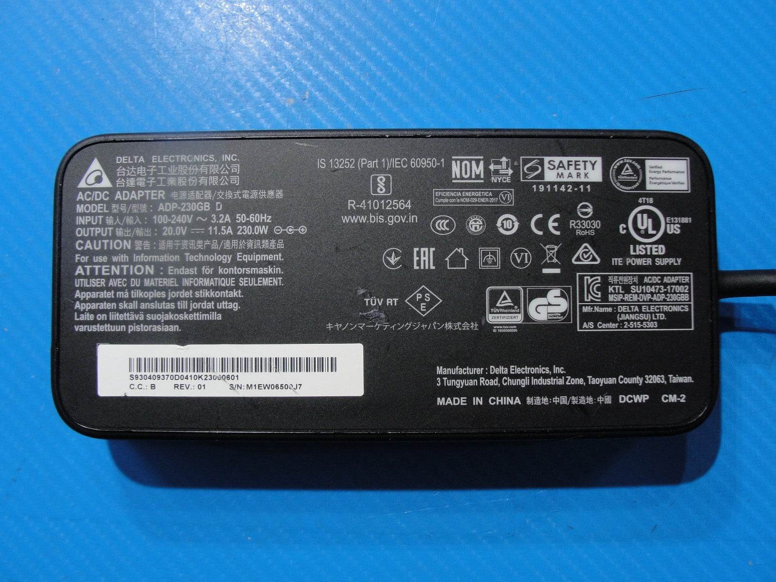 DELTA ELECTRONIX power adapter Model: ADP-230JB D -230W - Tested Computer Laptop Parts