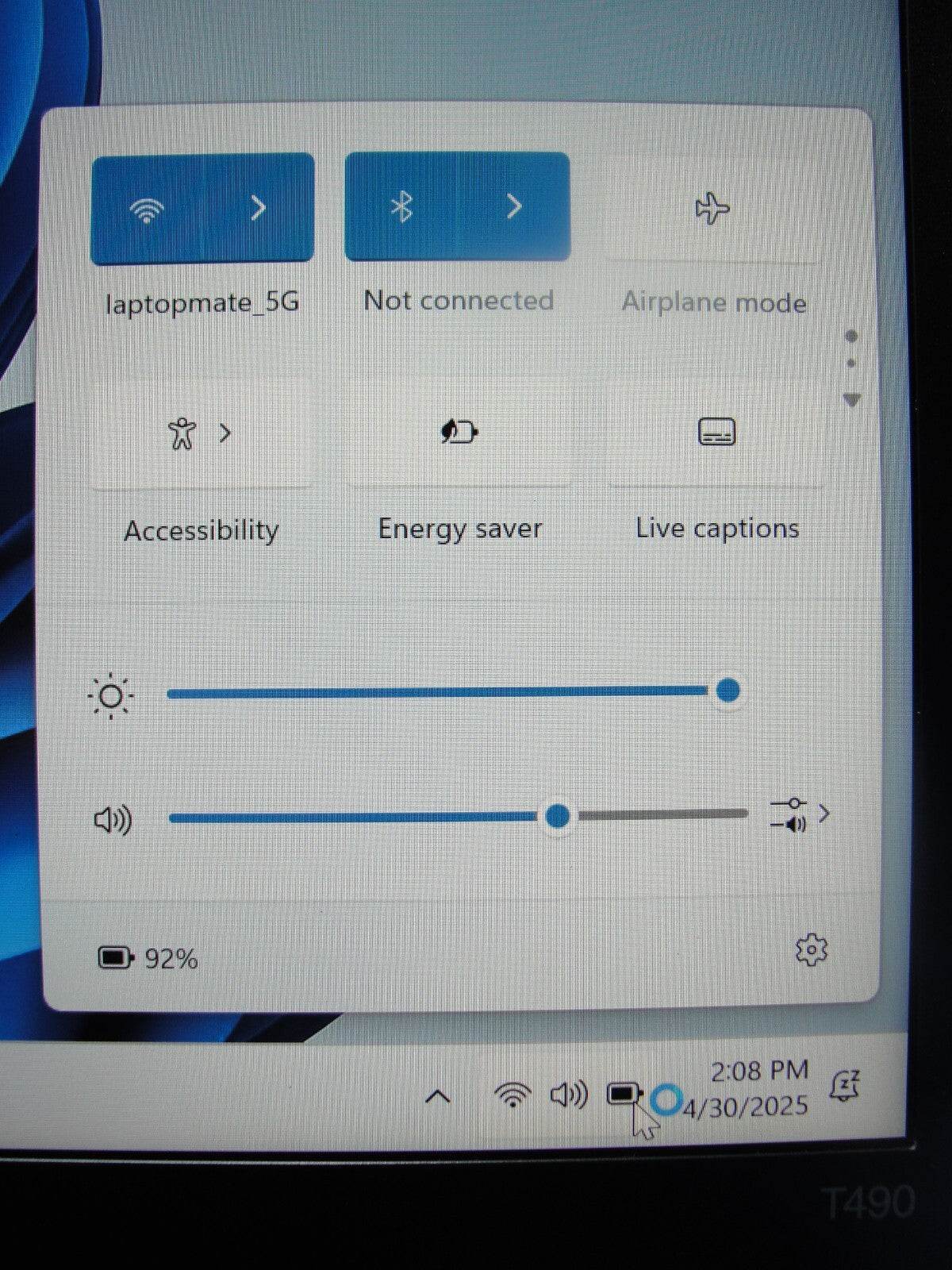 Lenovo ThinkPad T490 14” TOUCH FHD Intel Core i5-8365U 1.6GHz 8GB 256GB SSD - Tested Computer Laptop Parts