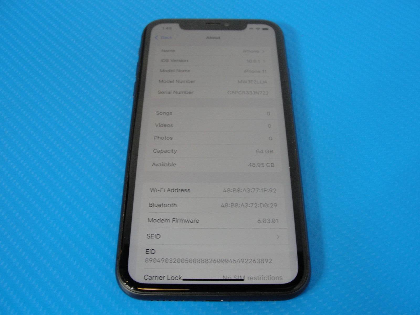 Apple iPhone 11 A2111 Unlocked 64GB Black /Dual SIM -eSIM /GOOD - Tested Computer Laptop Parts