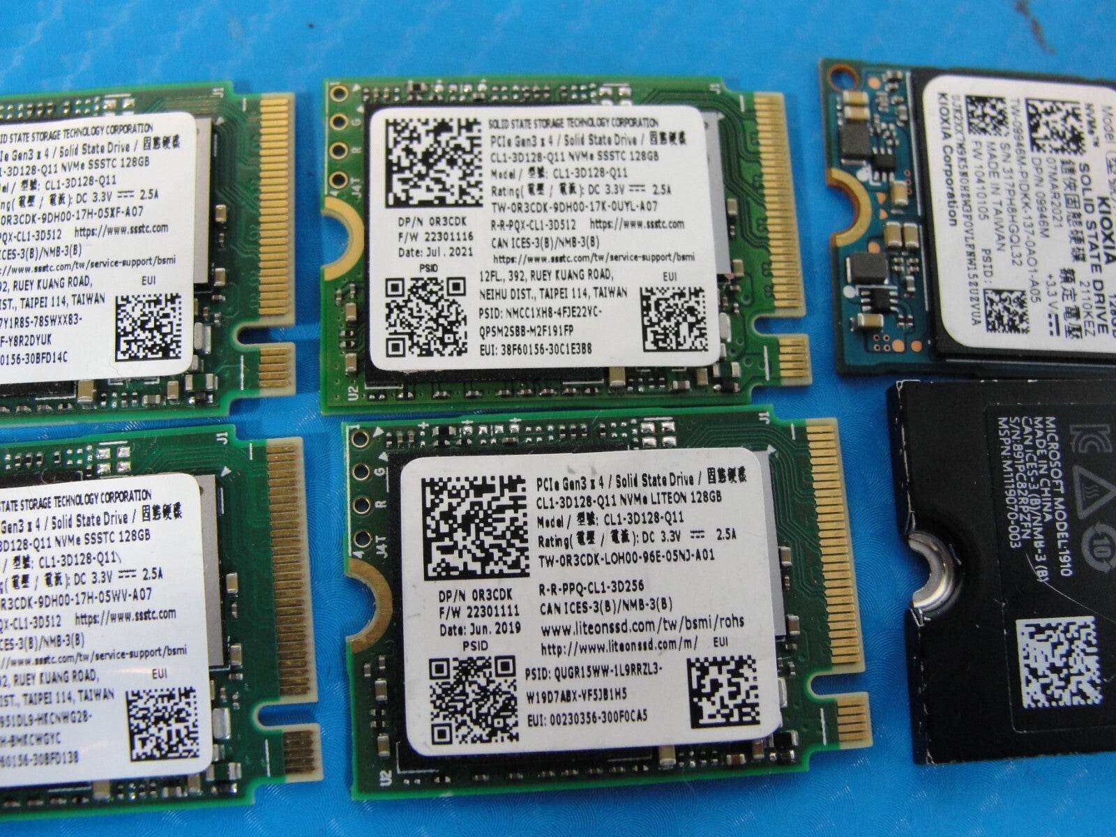 Lot of 6x 128GB NVMe M.2 2230 30mm PCIe SSD Solid State Drive Mix Brand - Tested Computer Laptop Parts