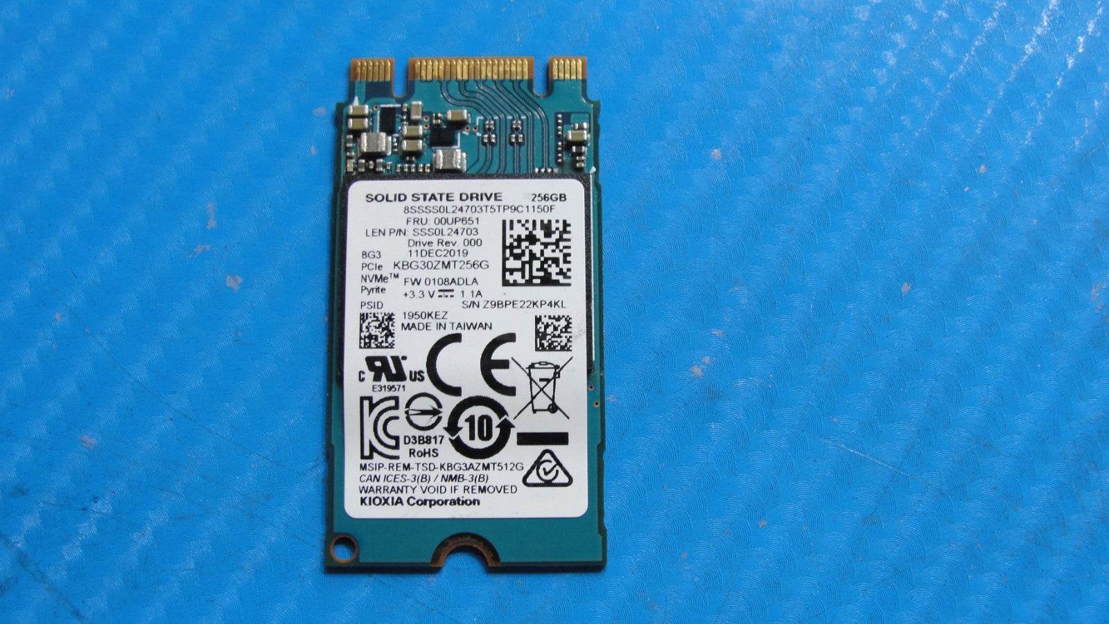 Lenovo E15 Kioxia 256GB M.2 NVMe SSD Solid State Drive KBG30ZMT256G 00UP651 - Tested Computer Laptop Parts