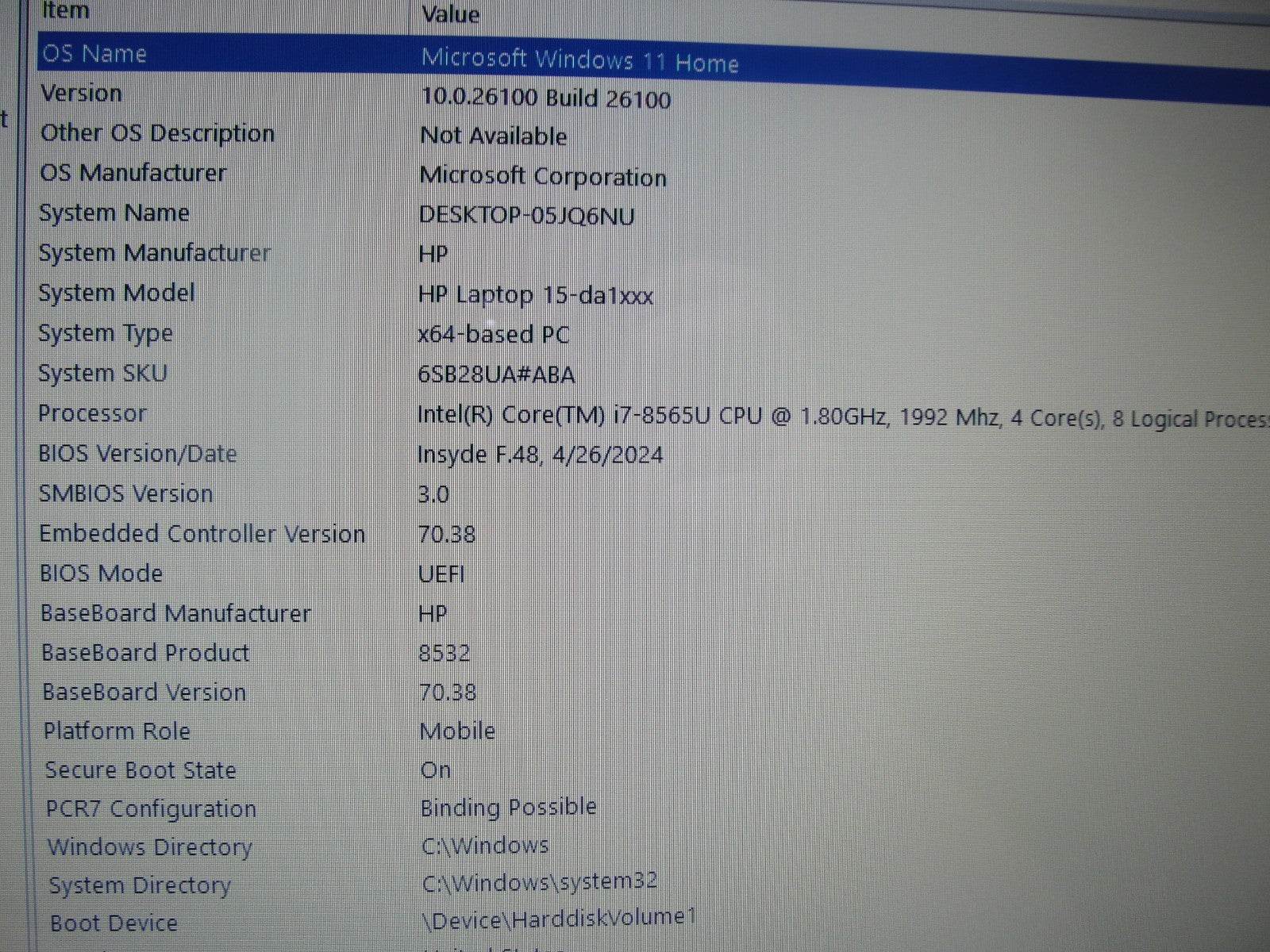 HP 15-DA1005DX 14”HD TOUCH 1.8GHz 12GB SSD Reset 256GB+Charger - Tested Computer Laptop Parts