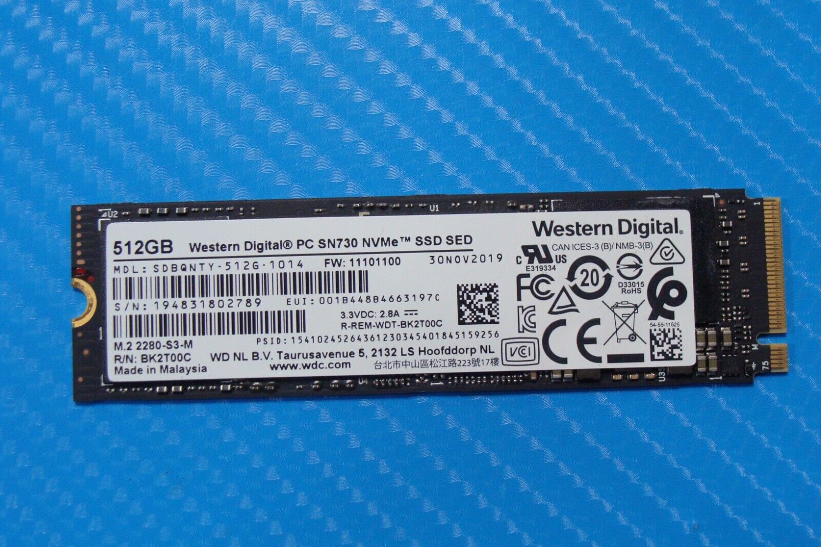 Acer PH315-53-72XD WD 512GB M.2 NVMe SSD Solid State Drive SDBQNTY-512G-1014