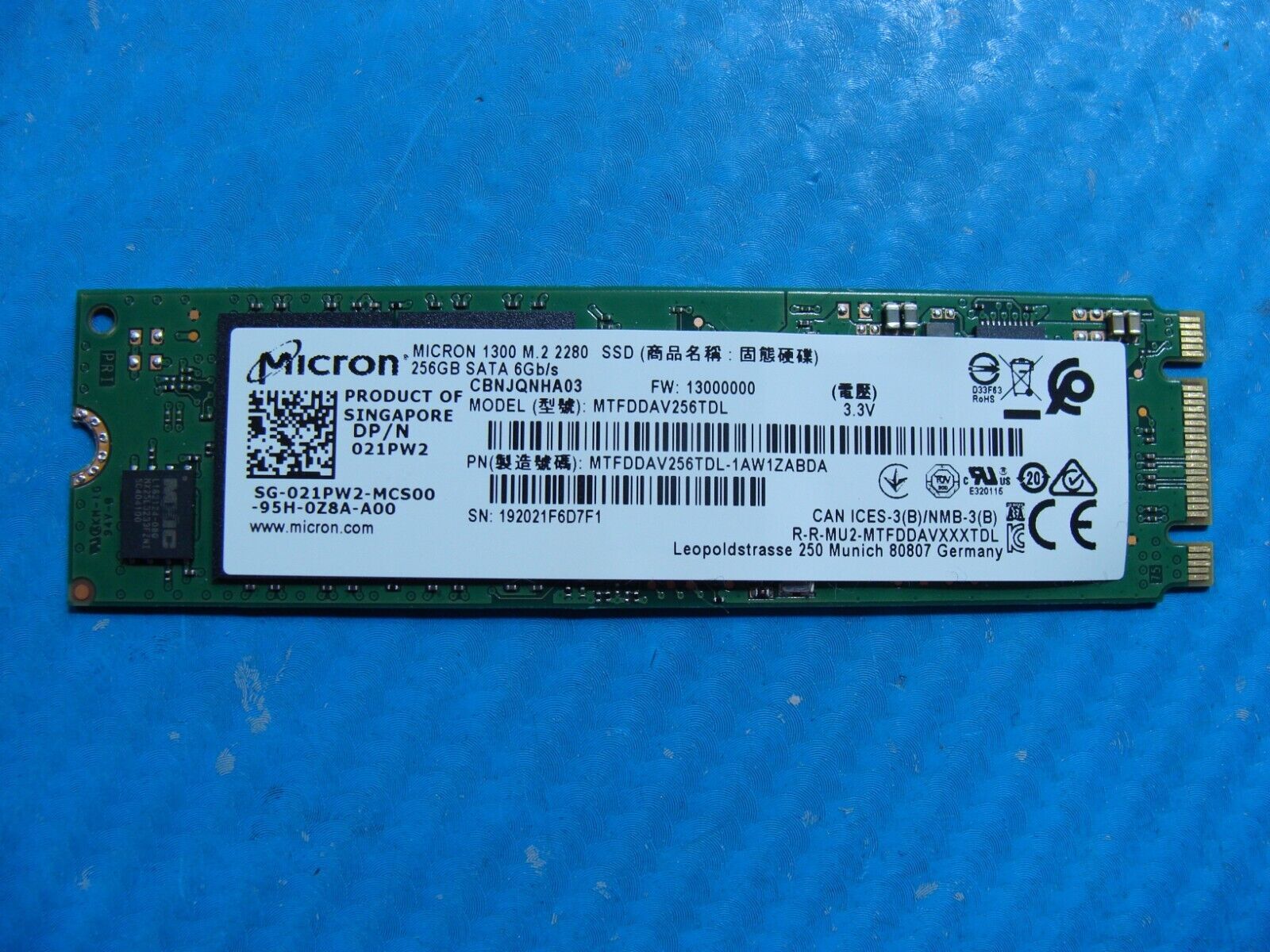 Dell 7490 Micron 256GB SATA M.2 SSD Solid State Drive MTFDDAV256TDL-1AW1ZABDA