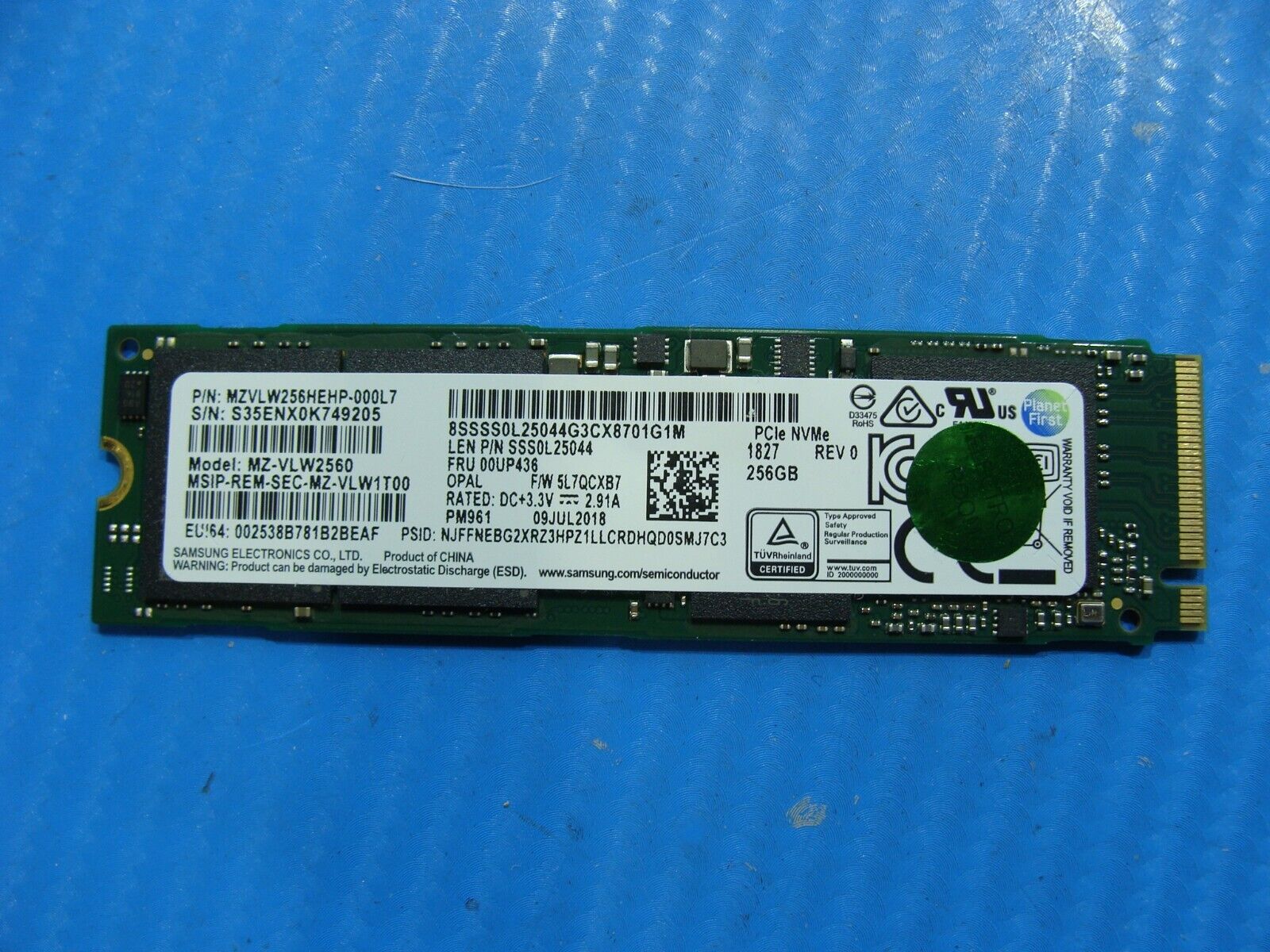 Lenovo X280 Samsung 256GB NVMe M.2 SSD Solid State Drive MZVLW256HEHP-000L7